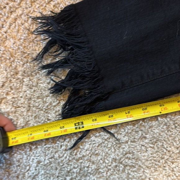 Pistola Frayed Fringe Crop Flare Jeans Black - Picture 5 of 13